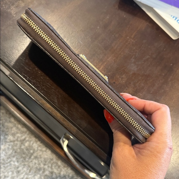 Michael Kors Signature Brown Key Card Holder wallet MK zip around designer - Picture 7 of 9